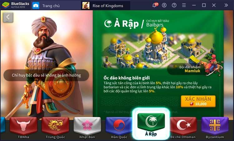 Cách chơi kỵ binh Rise of Kingdom là lựa chọn nền văn minh phù hợp