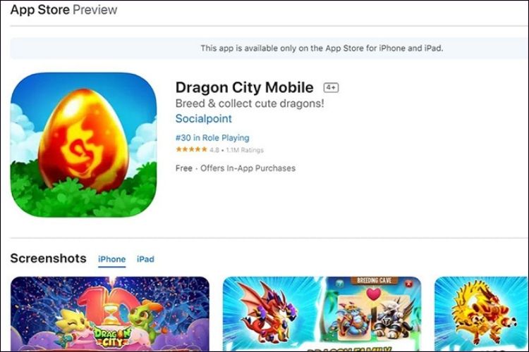 Cách tải dragon city trên iOS khá đơn giản