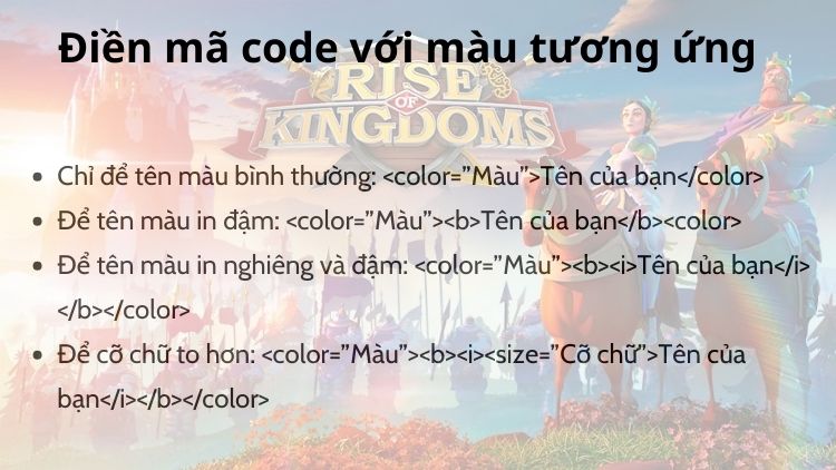 Cách viết chữ màu Rise of Kingdom