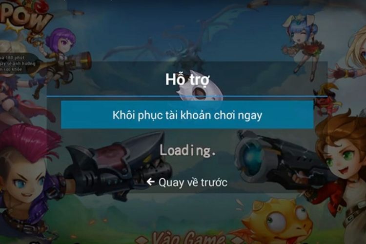 Chọn Khôi phục tài khoản chơi ngay