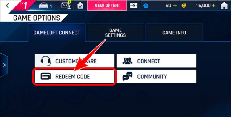 Chọn Redeem Code