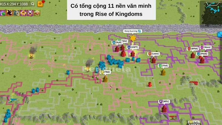 Có 11 nền văn minh trong Rise of Kingdom