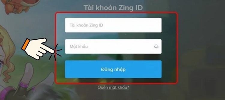 Điền thông tin Zing ID để đăng nhập GunPow