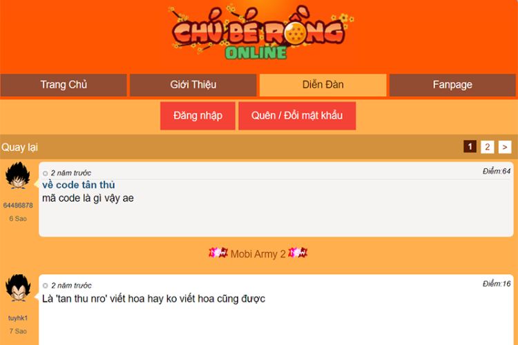 Forum chính thức của game là nơi thành viên chia sẻ thông tin liên quan đến giftcode