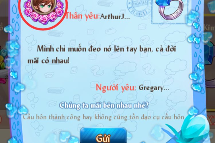 Gửi lời cầu hôn đến người chơi khác trong game