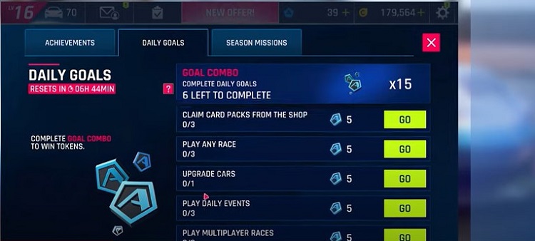 Hoàn thành 9 nhiệm vụ để kiếm Token Asphalt 9